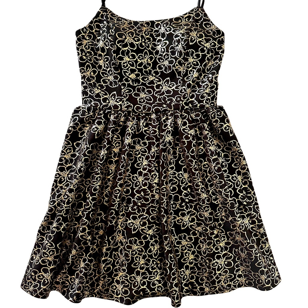 Black Gold Mini Semi-Formal Dress